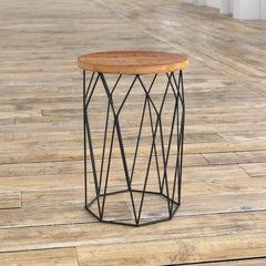 Ahart 24'' Tall Solid Wood Drum End Table Mid Century Modern Design