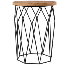 Ahart 24'' Tall Solid Wood Drum End Table Mid Century Modern Design