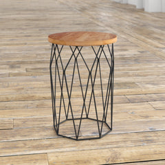 Ahart 24'' Tall Solid Wood Drum End Table Mid Century Modern Design
