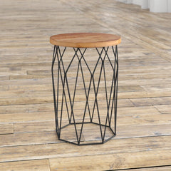 Ahart 24'' Tall Solid Wood Drum End Table Mid Century Modern Design