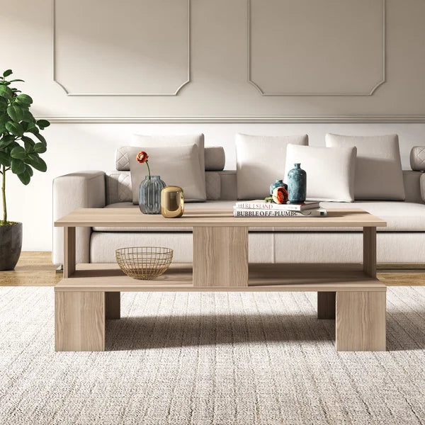 Cordoba Ahri 4 Legs Coffee Table with Storage Two Open Shelves
