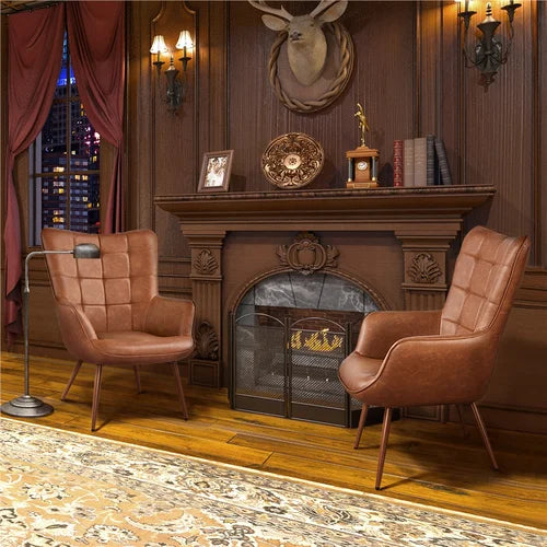 Aichele 28'' Wide Tufted Wingback Chair Engineered Wood and Steel