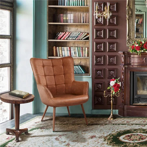 Aichele 28'' Wide Tufted Wingback Chair Engineered Wood and Steel
