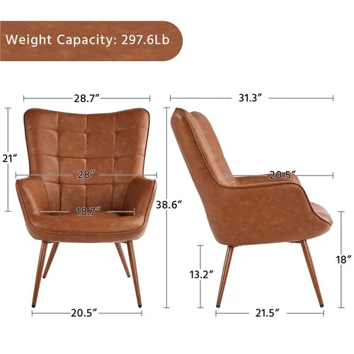 Aichele 28'' Wide Tufted Wingback Chair Engineered Wood and Steel
