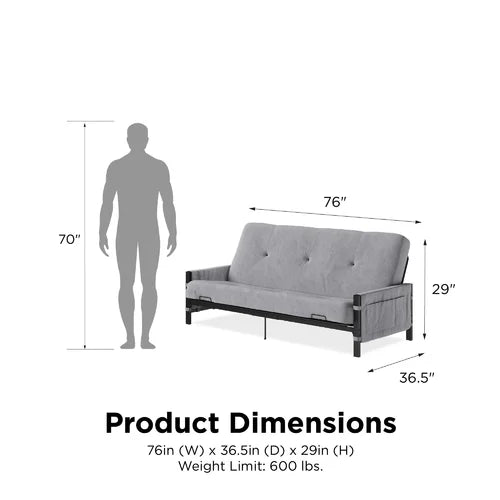 Aileny Full 76'' Wide Tufted Back Futon And Mattress with Storage Design