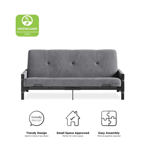 Aileny Full 76'' Wide Tufted Back Futon And Mattress with Storage Design