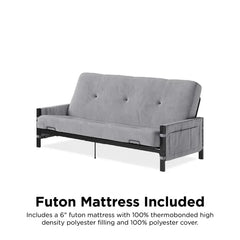 Aileny Full 76'' Wide Tufted Back Futon And Mattress with Storage Design
