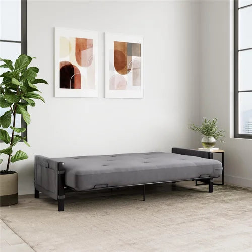 Aileny Full 76'' Wide Tufted Back Futon And Mattress with Storage Design