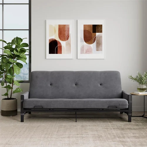 Aileny Full 76'' Wide Tufted Back Futon And Mattress with Storage Design