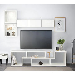 White Aillene TV Stand for TVs up to 65" with Sound Bar Shelf and Adjustable Shelves