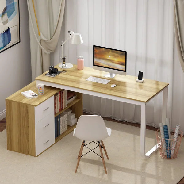 White Reversible L-Shaped Desk Modern Computer Desk Ideal Workspace in Any Room