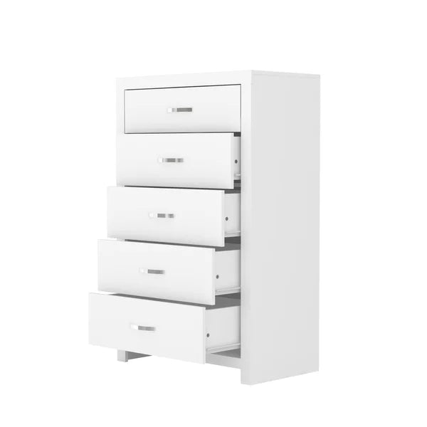 Matt White Aimaan 5 Drawer 29.6'' W Chest Provide Storage Space