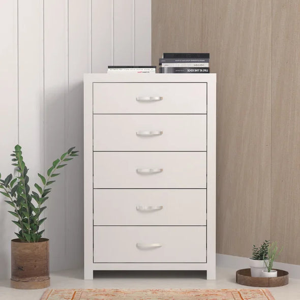 Matt White Aimaan 5 Drawer 29.6'' W Chest Provide Storage Space