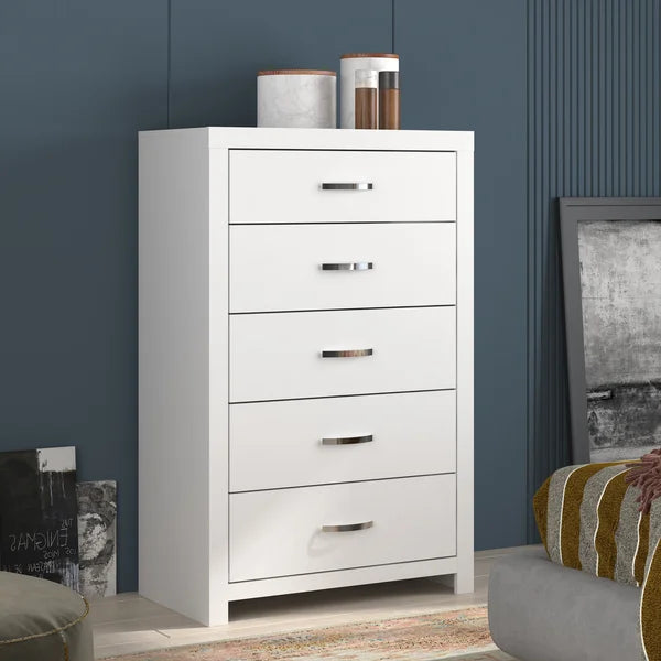 Matt White Aimaan 5 Drawer 29.6'' W Chest Provide Storage Space