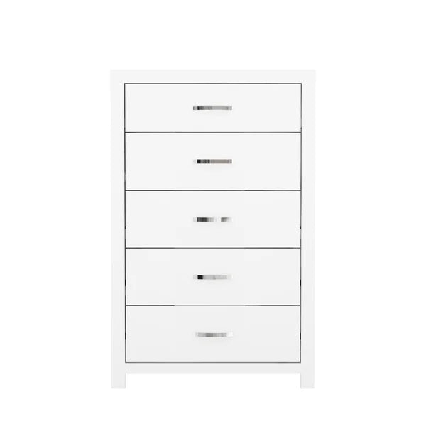 Matt White Aimaan 5 Drawer 29.6'' W Chest Provide Storage Space