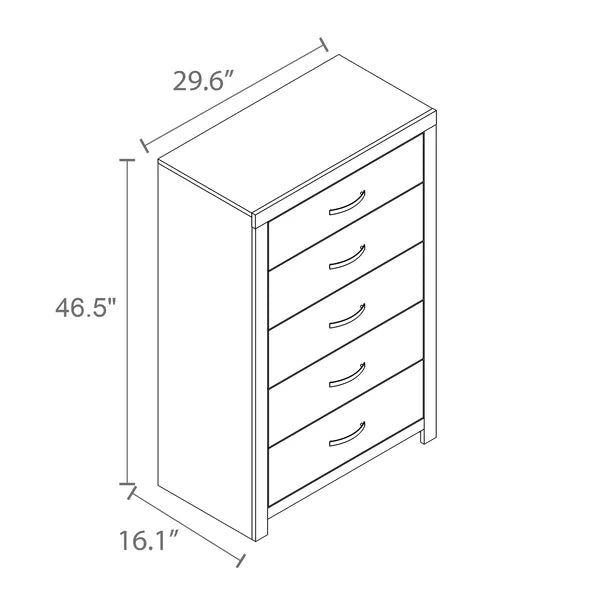 Matt White Aimaan 5 Drawer 29.6'' W Chest Provide Storage Space