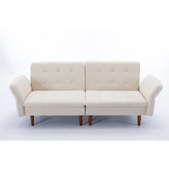 Beige Polyester Airidas Twin 77.55'' Wide Tufted Back Convertible Sofa