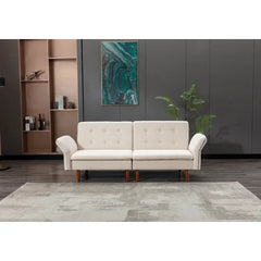 Beige Polyester Airidas Twin 77.55'' Wide Tufted Back Convertible Sofa
