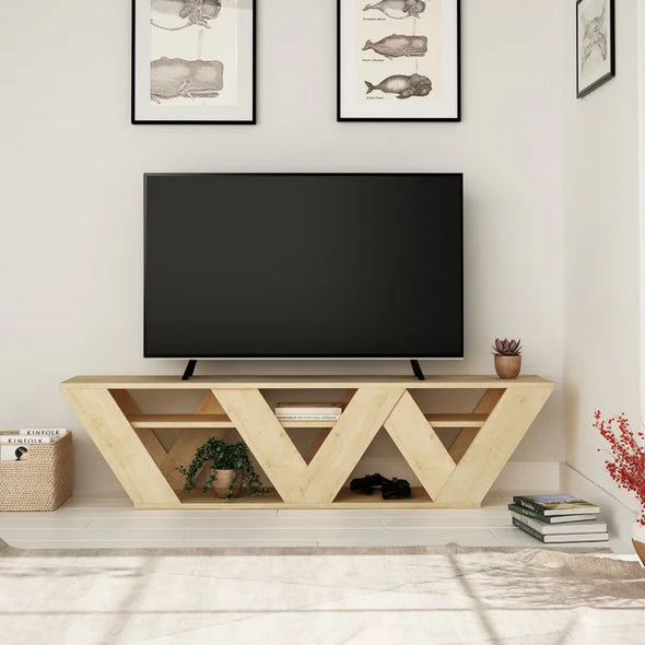 Oak Ajanay TV Stand for TVs up to 70" with Sound Bar Shelf Modern Design