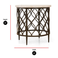 Akbar 24'' Tall End Table Bronze Hourglass Metal Fretwork Base