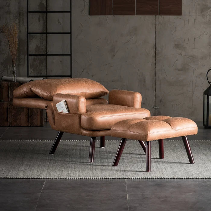 Akeem 29.52'' Wide Lounge Chair and Ottoman Vintage-Inspired Lounge Chair