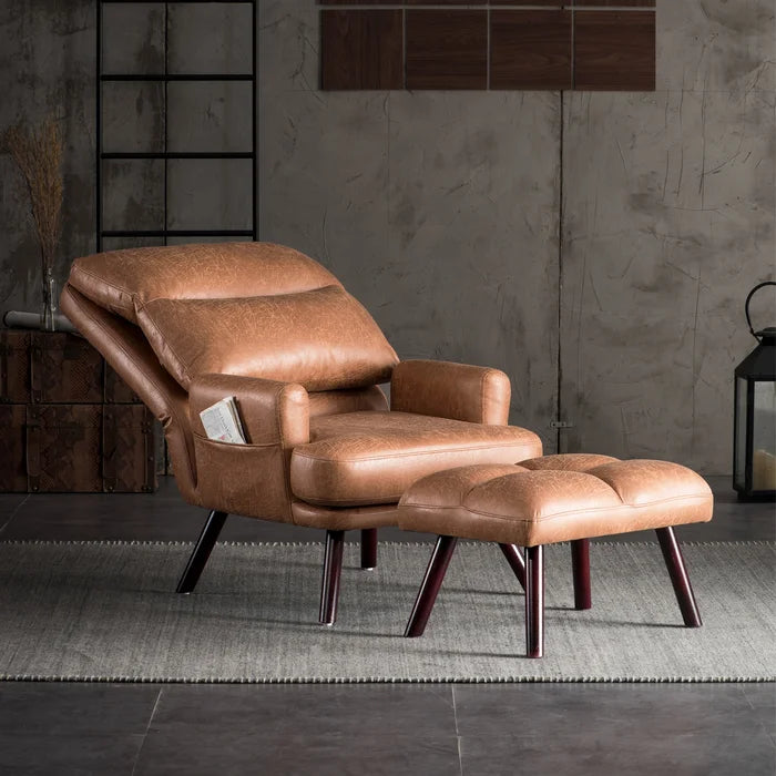 Akeem 29.52'' Wide Lounge Chair and Ottoman Vintage-Inspired Lounge Chair