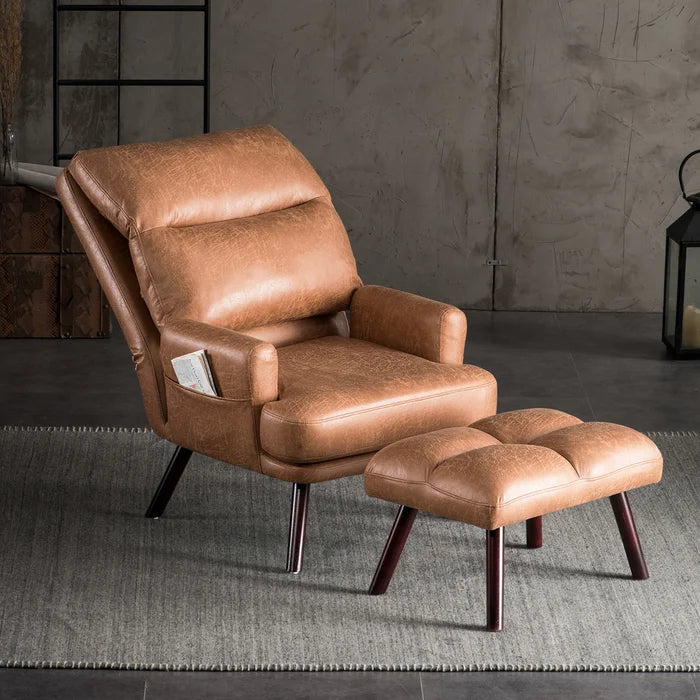 Akeem 29.52'' Wide Lounge Chair and Ottoman Vintage-Inspired Lounge Chair