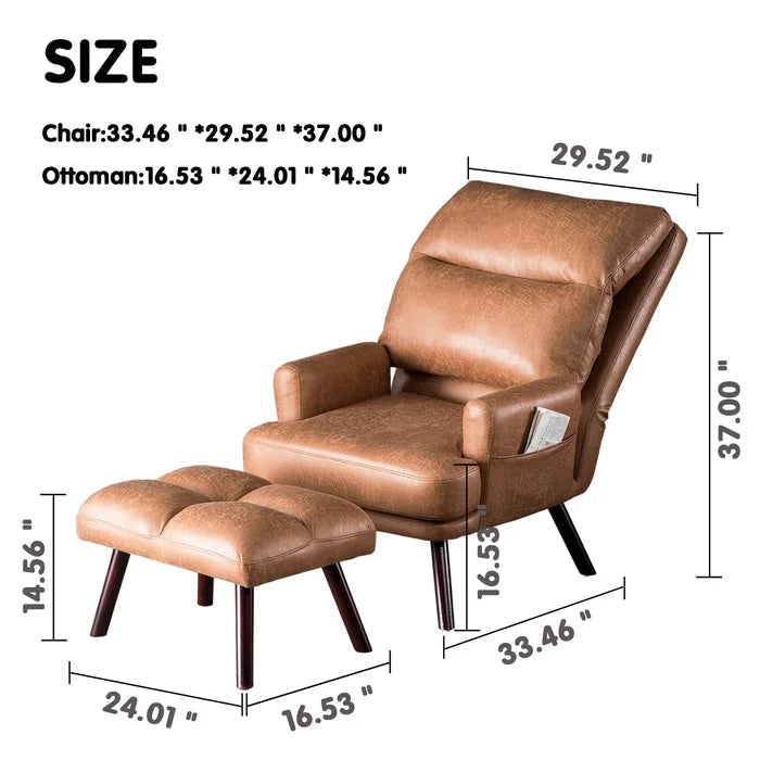 Akeem 29.52'' Wide Lounge Chair and Ottoman Vintage-Inspired Lounge Chair