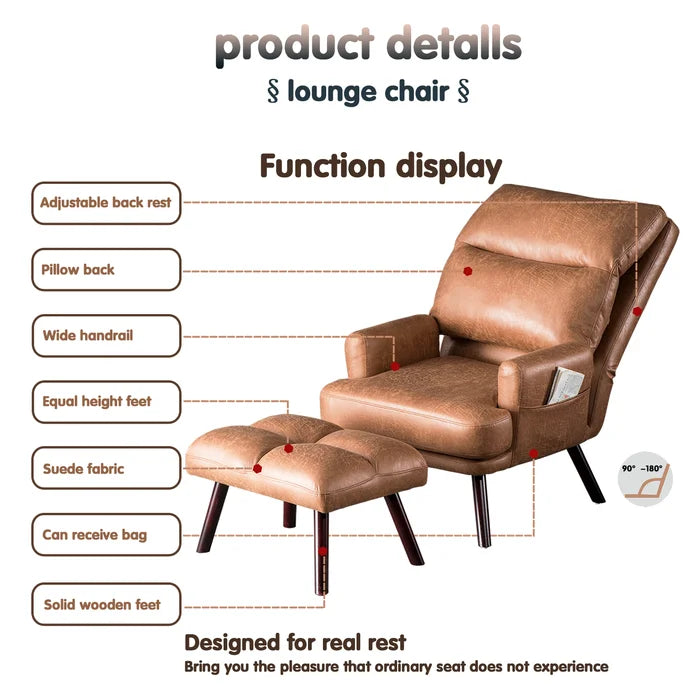 Akeem 29.52'' Wide Lounge Chair and Ottoman Vintage-Inspired Lounge Chair
