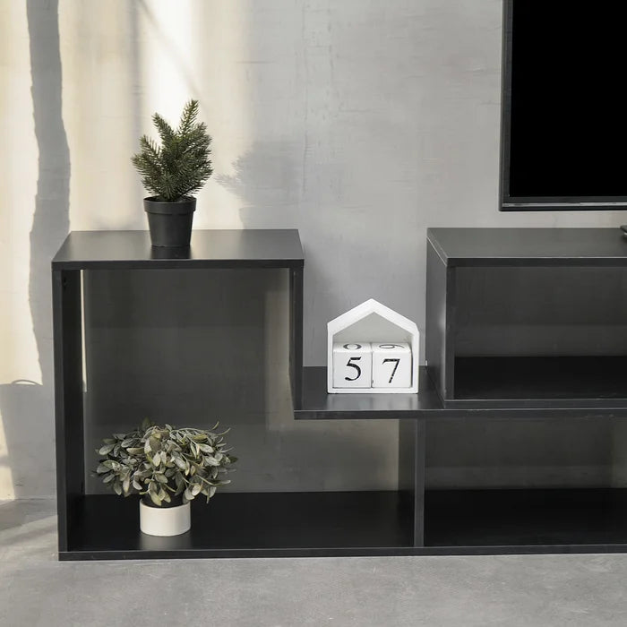 Black Akins TV Stand for TVs up to 65" Made of Engineered Wood Geometric Shapes