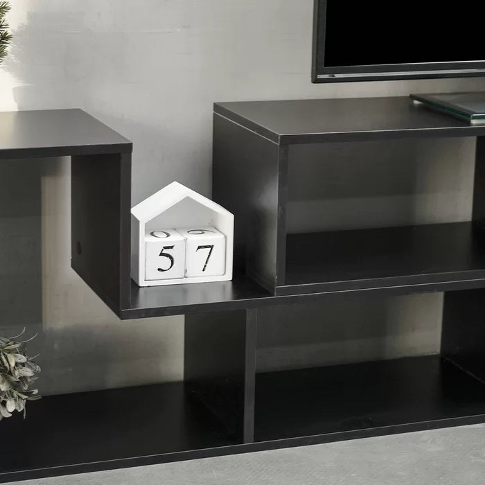 Black Akins TV Stand for TVs up to 65" Made of Engineered Wood Geometric Shapes