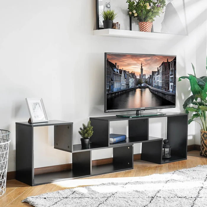 Black Akins TV Stand for TVs up to 65" Made of Engineered Wood Geometric Shapes