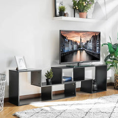 Black Akins TV Stand for TVs up to 65" Made of Engineered Wood Geometric Shapes