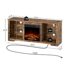 Rustic Brown TV Stand for TVs up to 65" with Fireplace Included Turn on the Fireplace Built Into this TV Stand