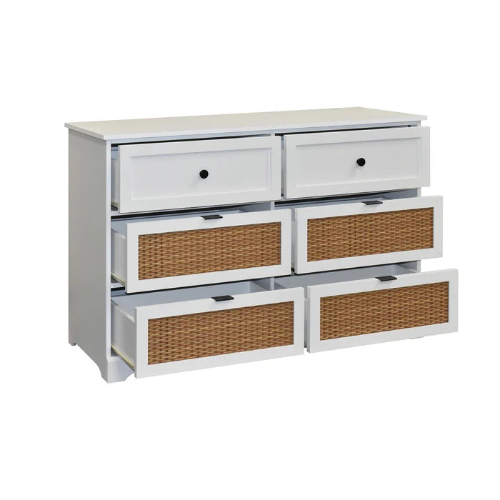 White Akron 6 Drawer 47.2'' W Double Dresser