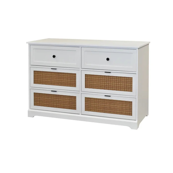 White Akron 6 Drawer 47.2'' W Double Dresser
