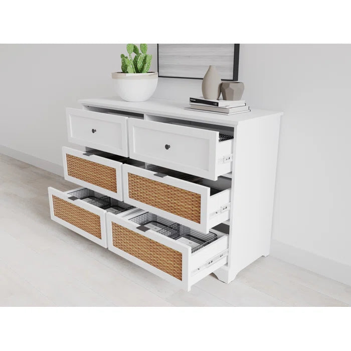 White Akron 6 Drawer 47.2'' W Double Dresser