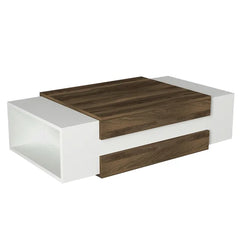 Brown/White Aksha Floor Shelf Coffee Table with Storage