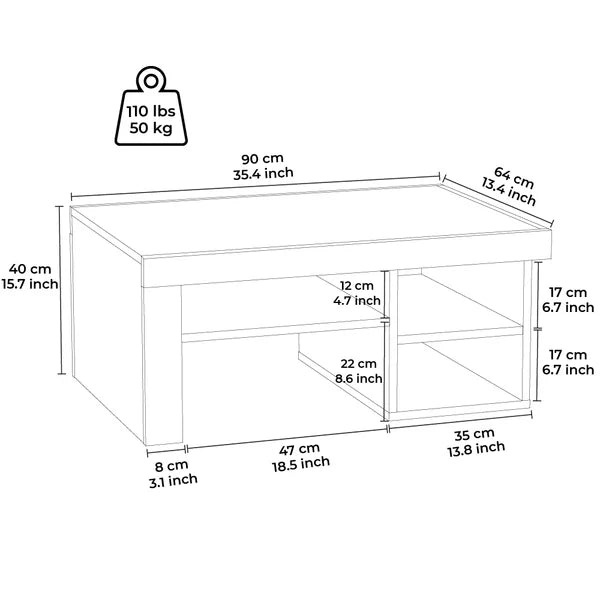 Alaaddin Floor Shelf Coffee Table with Storage Perfect Organize
