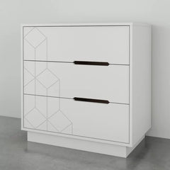 White Alani 3 Drawer 32.25'' w Dresser Geometric Pattern Perfect Additional Storage Space