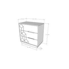 White Alani 3 Drawer 32.25'' w Dresser Geometric Pattern Perfect Additional Storage Space
