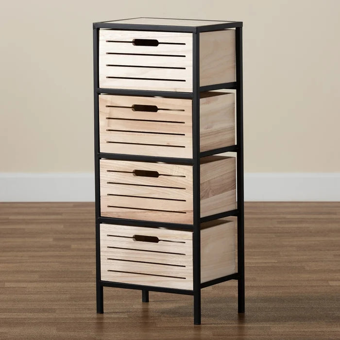 Alannah 33.1'' Tall 4 - Drawer Solid Wood Nightstand in Black/Brown