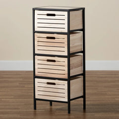 Alannah 33.1'' Tall 4 - Drawer Solid Wood Nightstand in Black/Brown