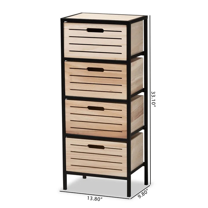 Alannah 33.1'' Tall 4 - Drawer Solid Wood Nightstand in Black/Brown