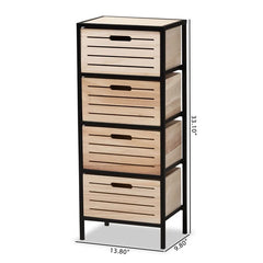 Alannah 33.1'' Tall 4 - Drawer Solid Wood Nightstand in Black/Brown