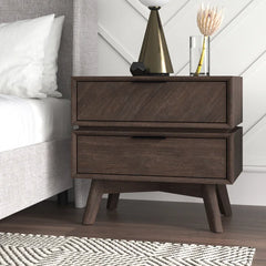 Alasdair 26'' Tall 2 - Drawer Nightstand in Acacia Solid Wood Perfect Organize