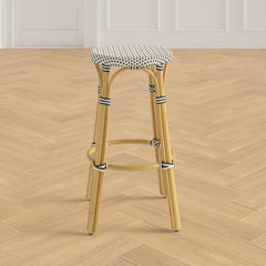Bar & Counter Stool Indoor Outdoor Use Distressed Finish Rattan Pole Legs