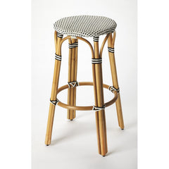 Bar & Counter Stool Indoor Outdoor Use Distressed Finish Rattan Pole Legs