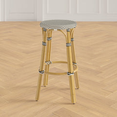 Bar & Counter Stool Indoor Outdoor Use Distressed Finish Rattan Pole Legs