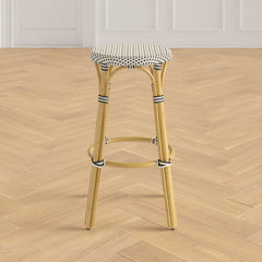 Bar & Counter Stool Indoor Outdoor Use Distressed Finish Rattan Pole Legs